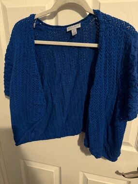 302- Fashion Bug Cobalt Blue Open-Front Knit Shrug